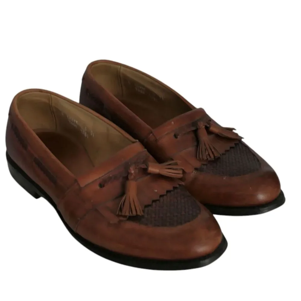Allen Edmonds Cody Kiltie Tassel Loafers Mens 10E Brown Leather Woven Shoes